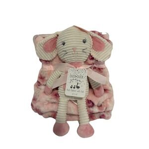 Floral Baby Blanket 30x40" & Bunny Doll Plush Lovey Gift Set Duck Duck Goose NWT